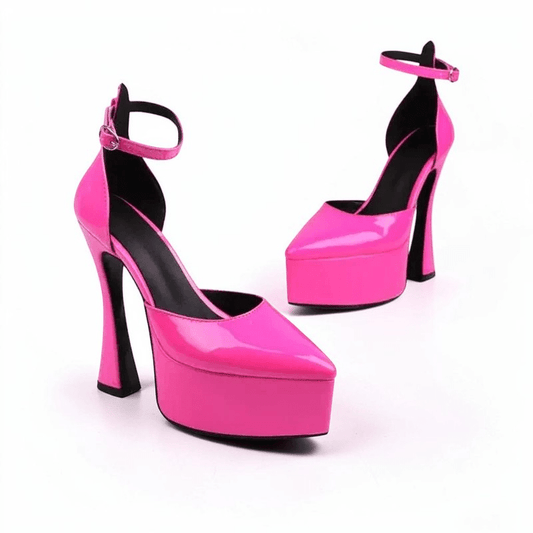 Black pointed heels with ankle strap - Dikova