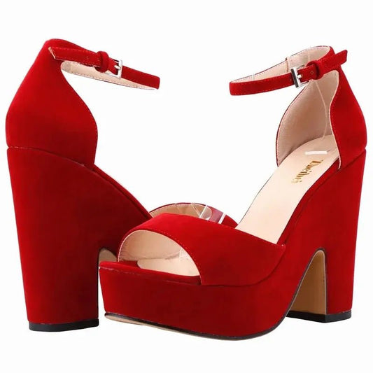 Dark red ankle strap heel - Dikova