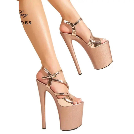 Sexy Peep Toe Ankle Strap Platform Heels - Dikova