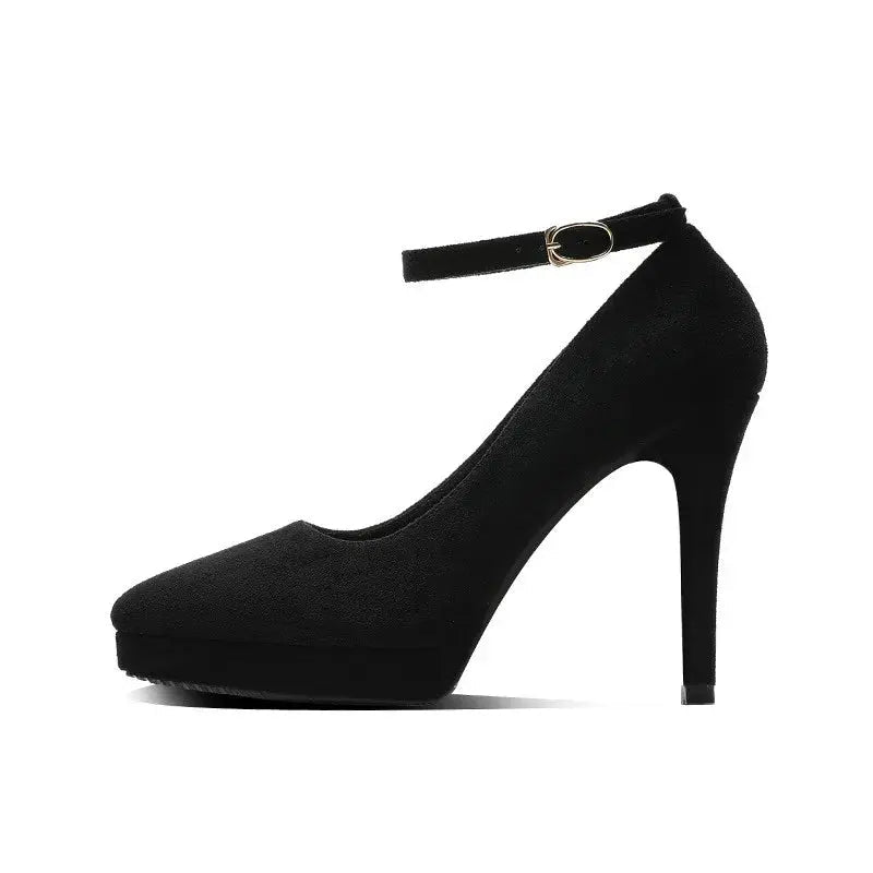 Ankle Strap Pump Black High Heel - Dika Studio