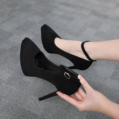 Ankle Strap Pump Black High Heel - Dika Studio