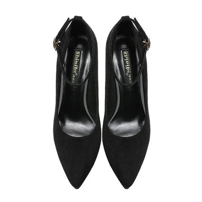 Ankle Strap Pump Black High Heel - Dika Studio