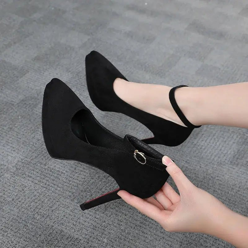 Ankle Strap Pump Black High Heel - Dika Studio