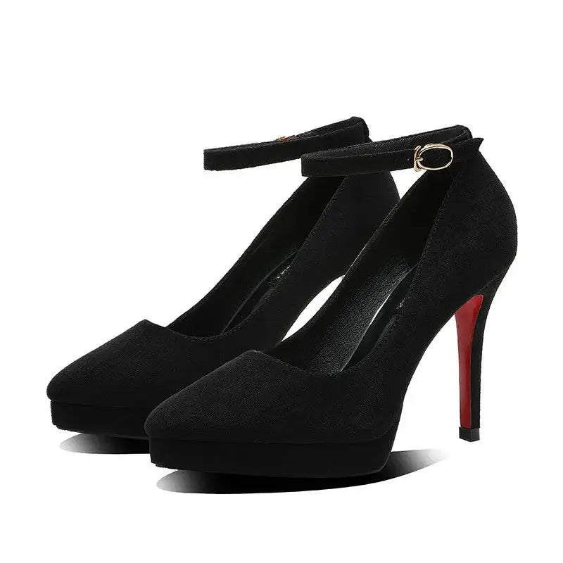 Ankle Strap Pump Black High Heel - Dika Studio