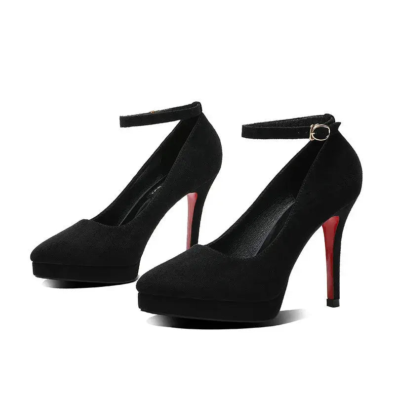 Ankle Strap Pump Black High Heel - Dika Studio