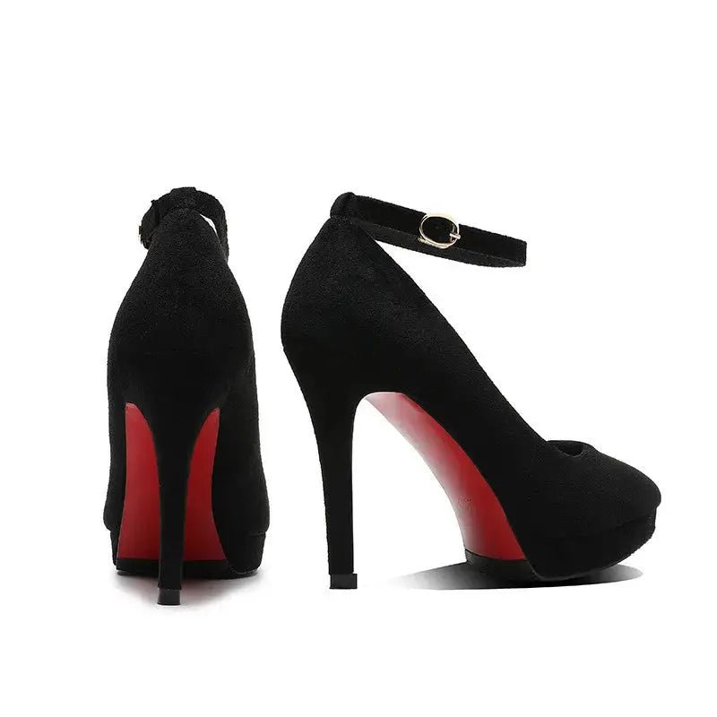 Ankle Strap Pump Black High Heel - Dika Studio