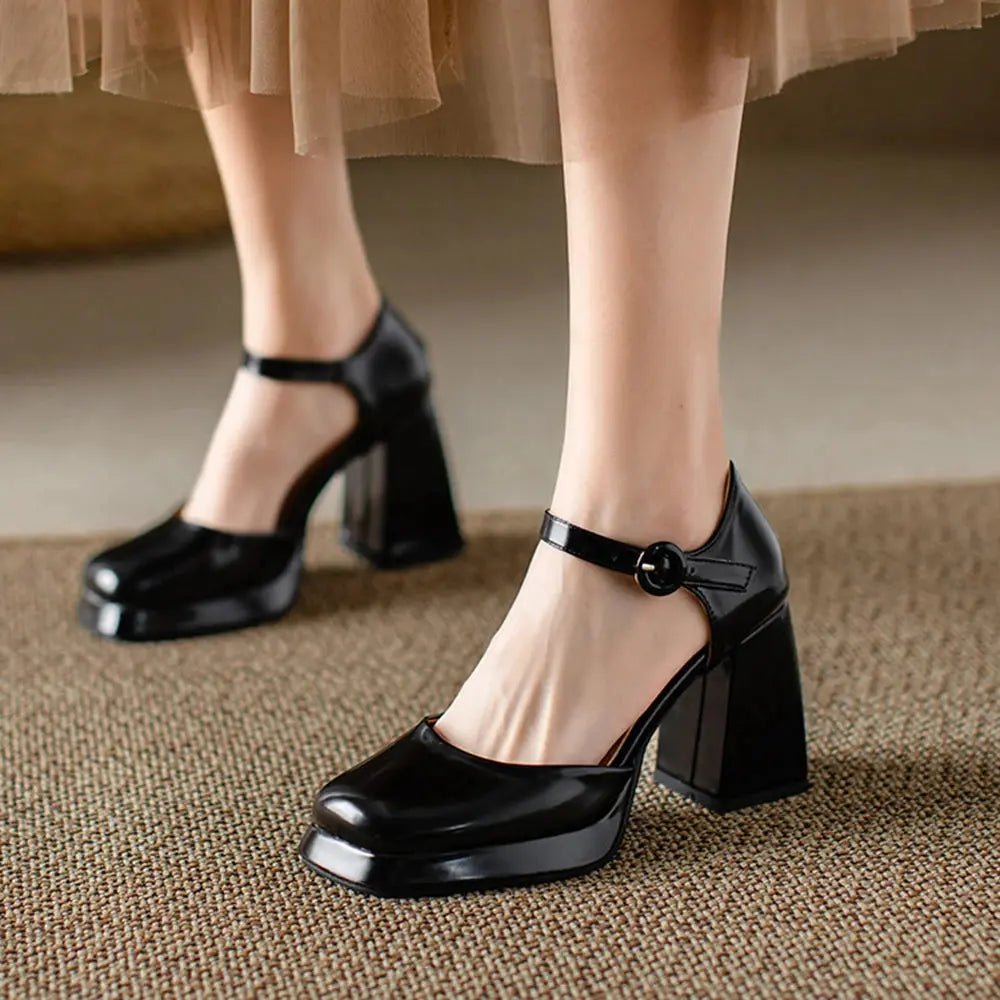 Ankle strap pump block heel - Dikova