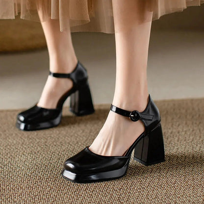 Ankle strap pump block heel - Dikova
