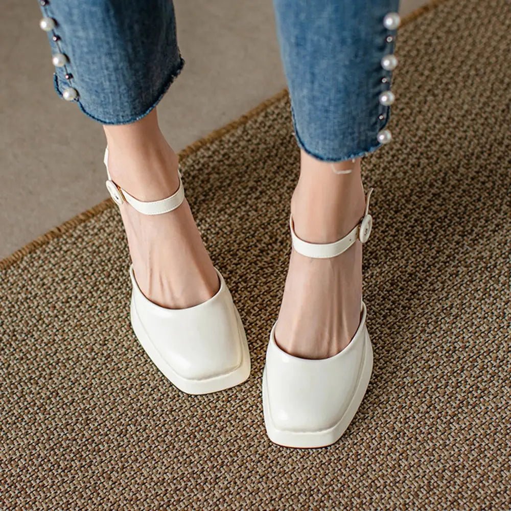 Ankle strap pump block heel - Dikova