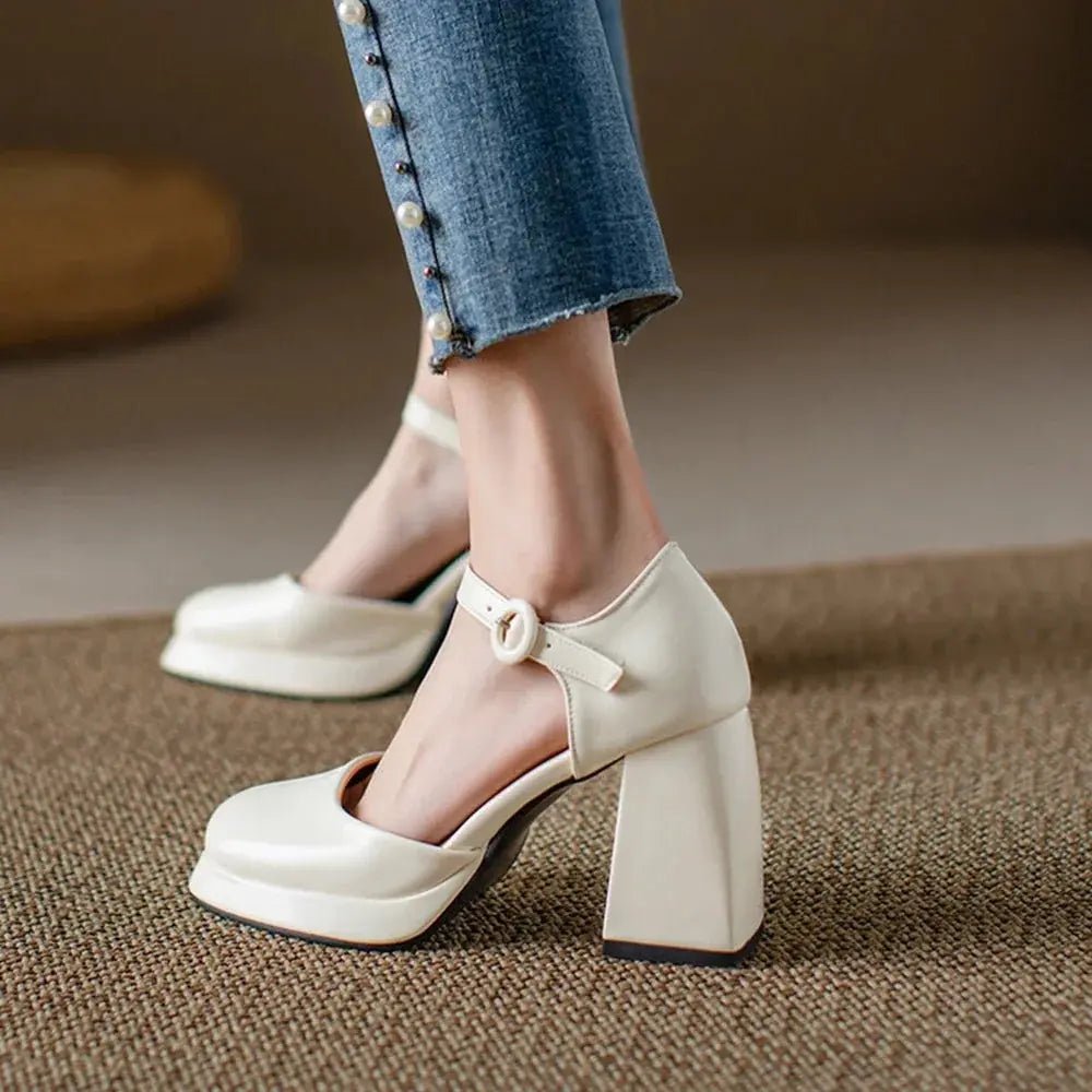 Ankle strap pump block heel - Dikova