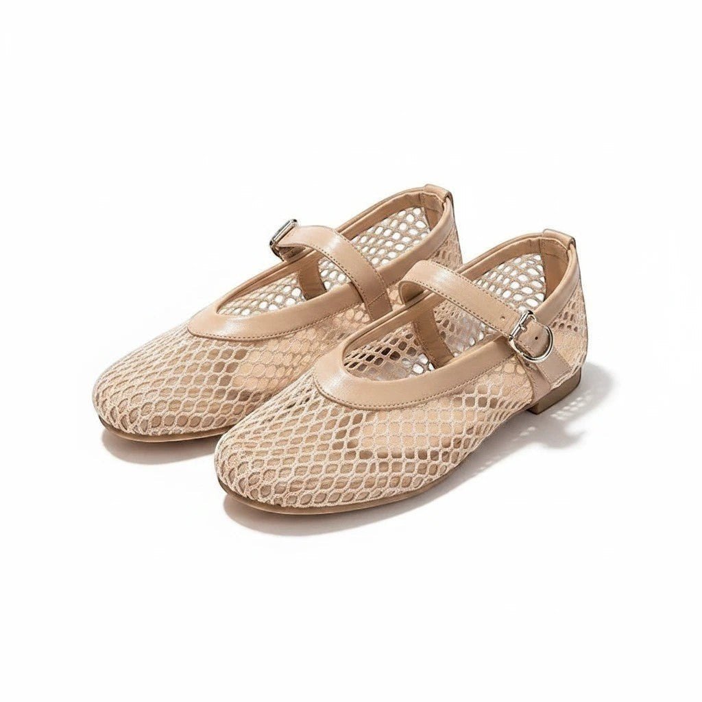 Ballerines Plates En Maille Avec Sangle De Cheville - Dikova