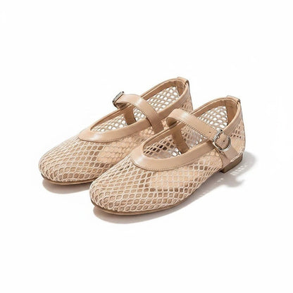 Ballerines Plates En Maille Avec Sangle De Cheville - Dikova