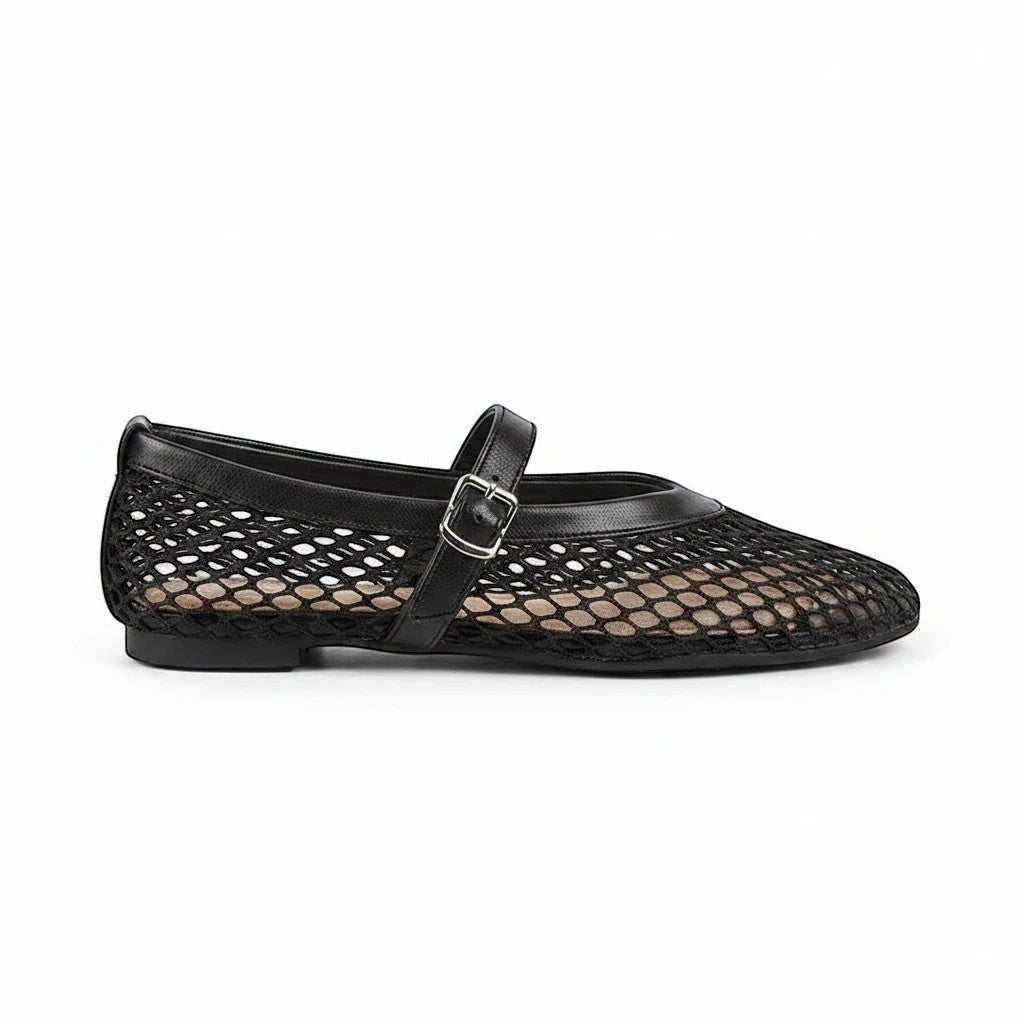 Ballerines Plates En Maille Avec Sangle De Cheville - Dikova