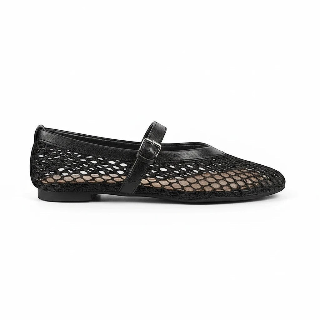 Ballerines Plates En Maille Avec Sangle De Cheville - Dikova