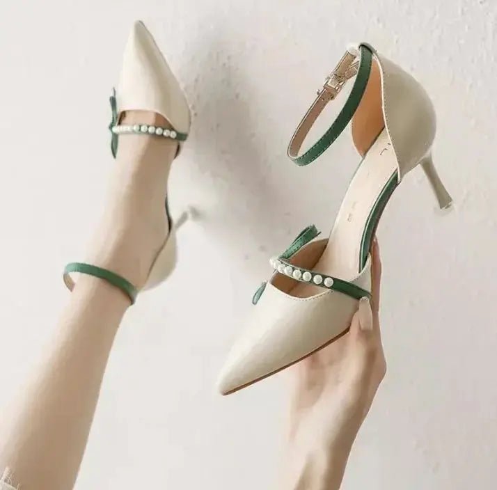 Beige ankle strap heels - Dika Studio