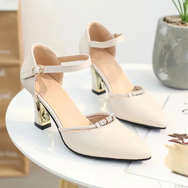 Beige ankle strap heels - Dika Studio