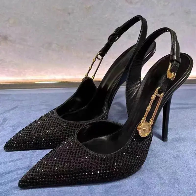 Black heel with ankle strap closed toe - Dikova