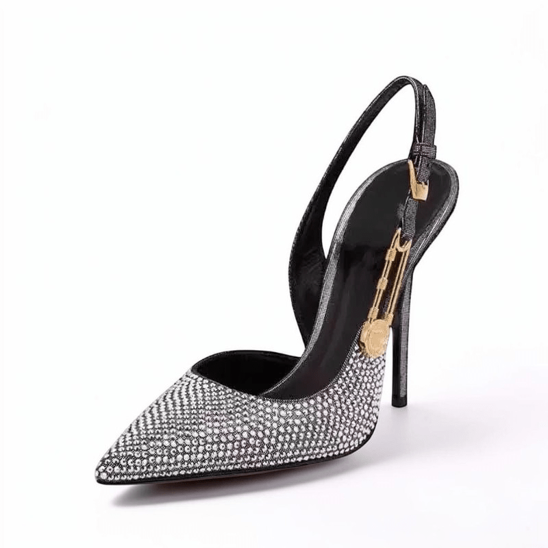 Black heel with ankle strap closed toe - Dikova
