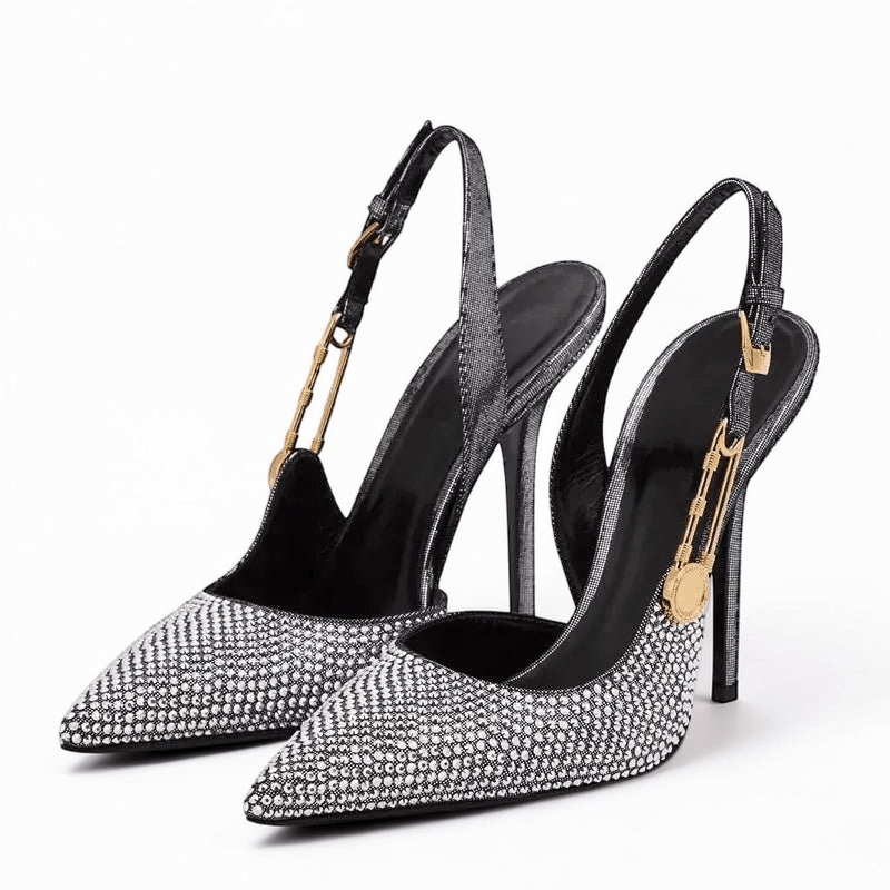 Black heel with ankle strap closed toe - Dikova