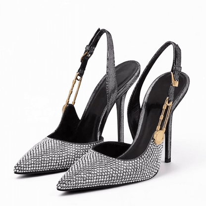 Black heel with ankle strap closed toe - Dikova