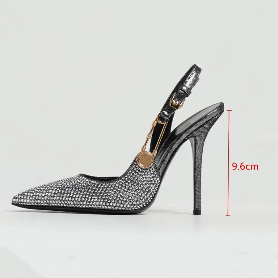 Black heel with ankle strap closed toe - Dikova