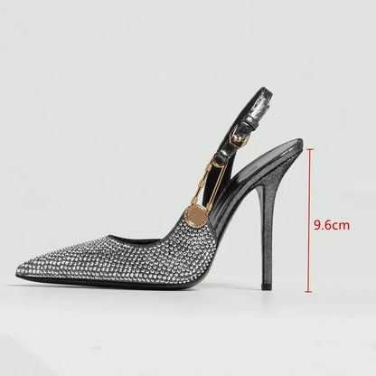 Black heel with ankle strap closed toe - Dikova