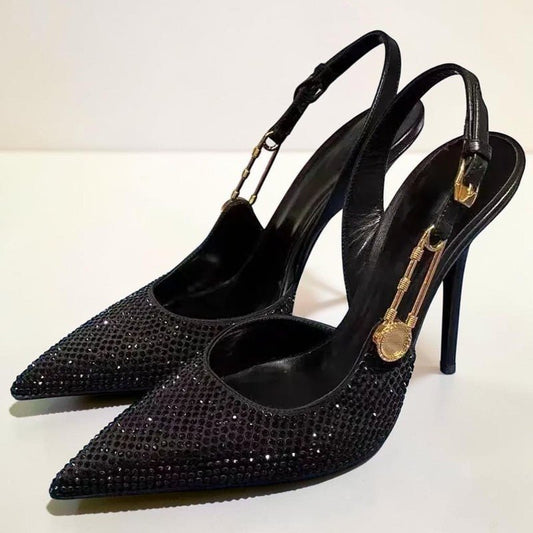 Black heel with ankle strap closed toe - Dikova