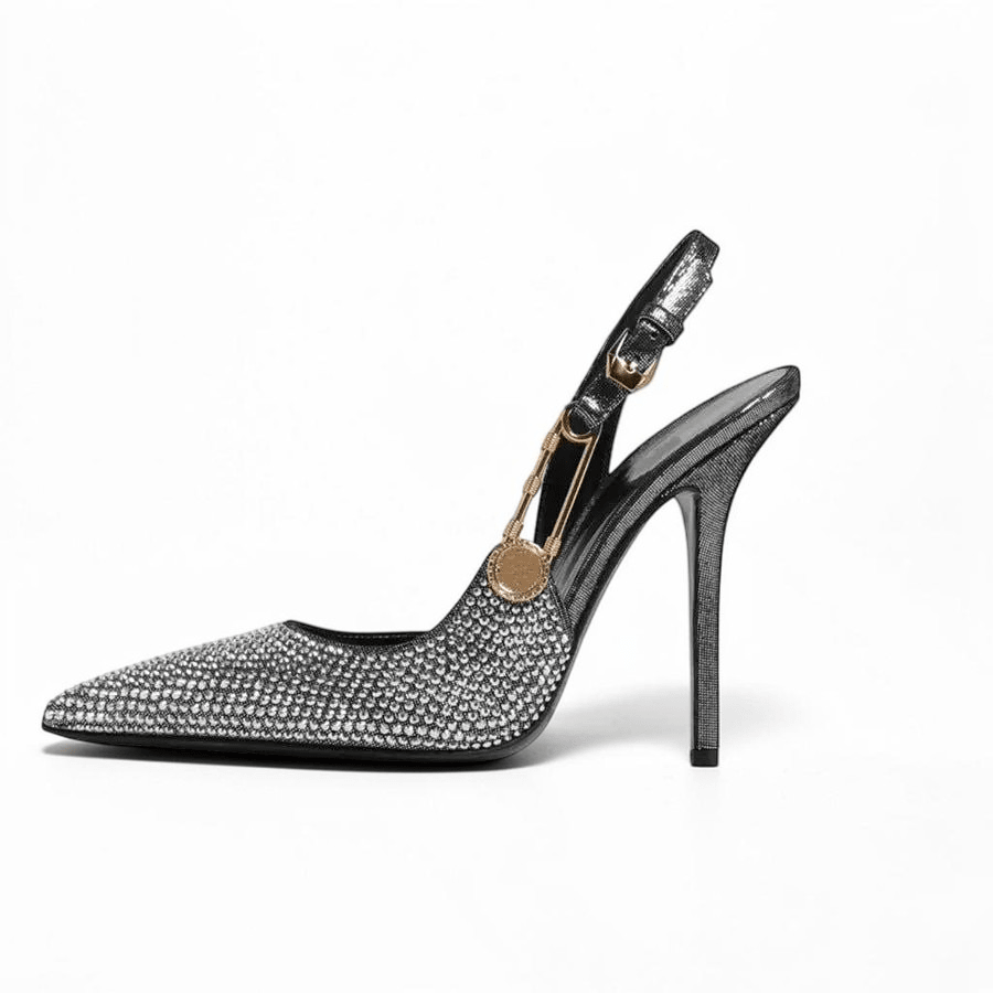 Black heel with ankle strap closed toe - Dikova
