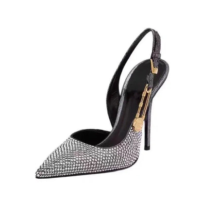 Black heel with ankle strap closed toe - Dikova