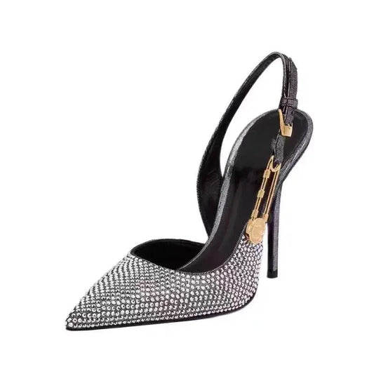 Black heel with ankle strap closed toe - Dikova