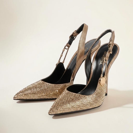 Black heel with ankle strap closed toe - Dikova