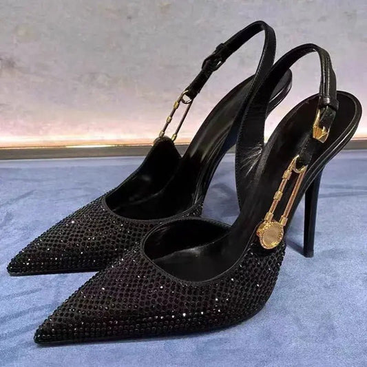 Black heel with ankle strap closed toe - Dikova