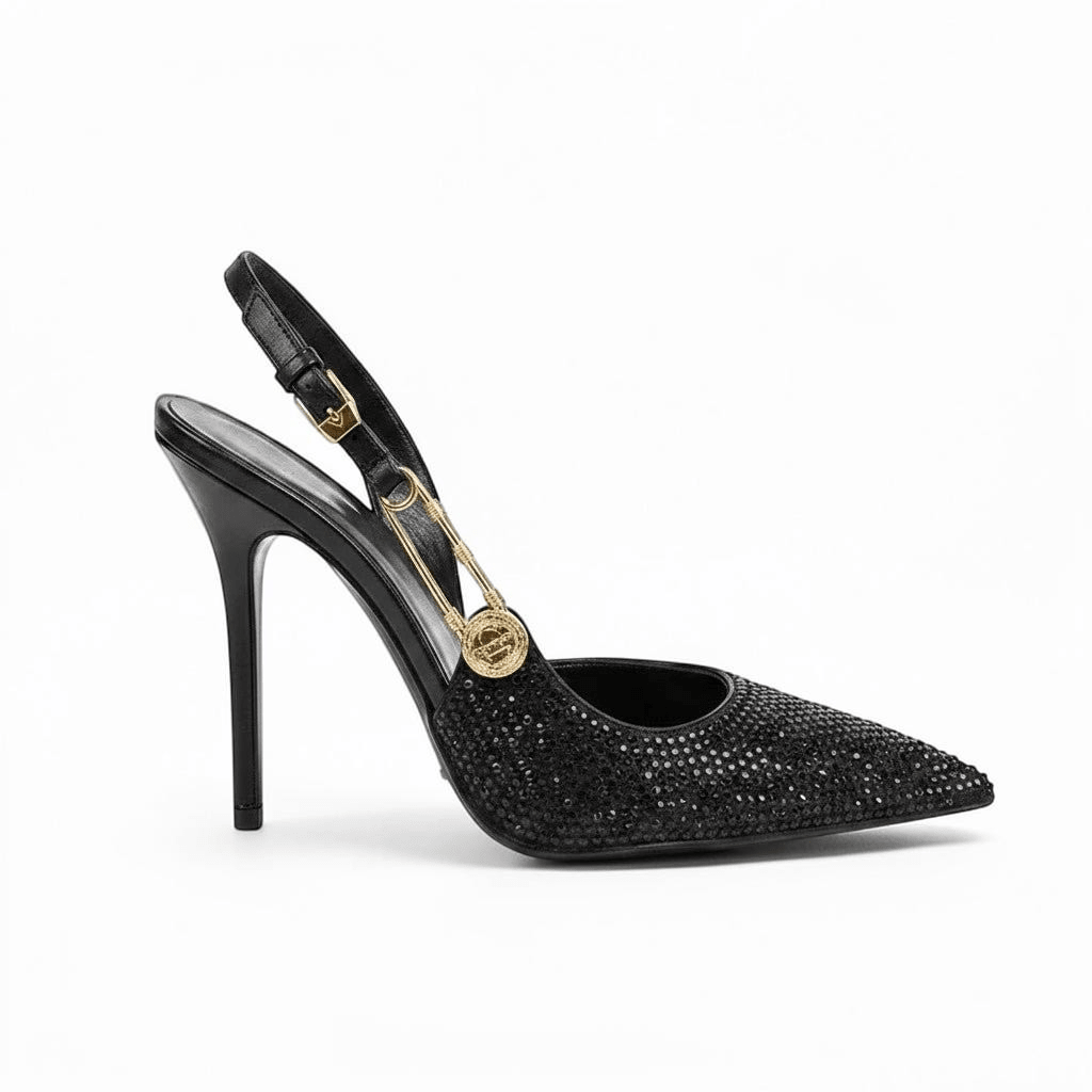 Black heel with ankle strap closed toe - Dikova