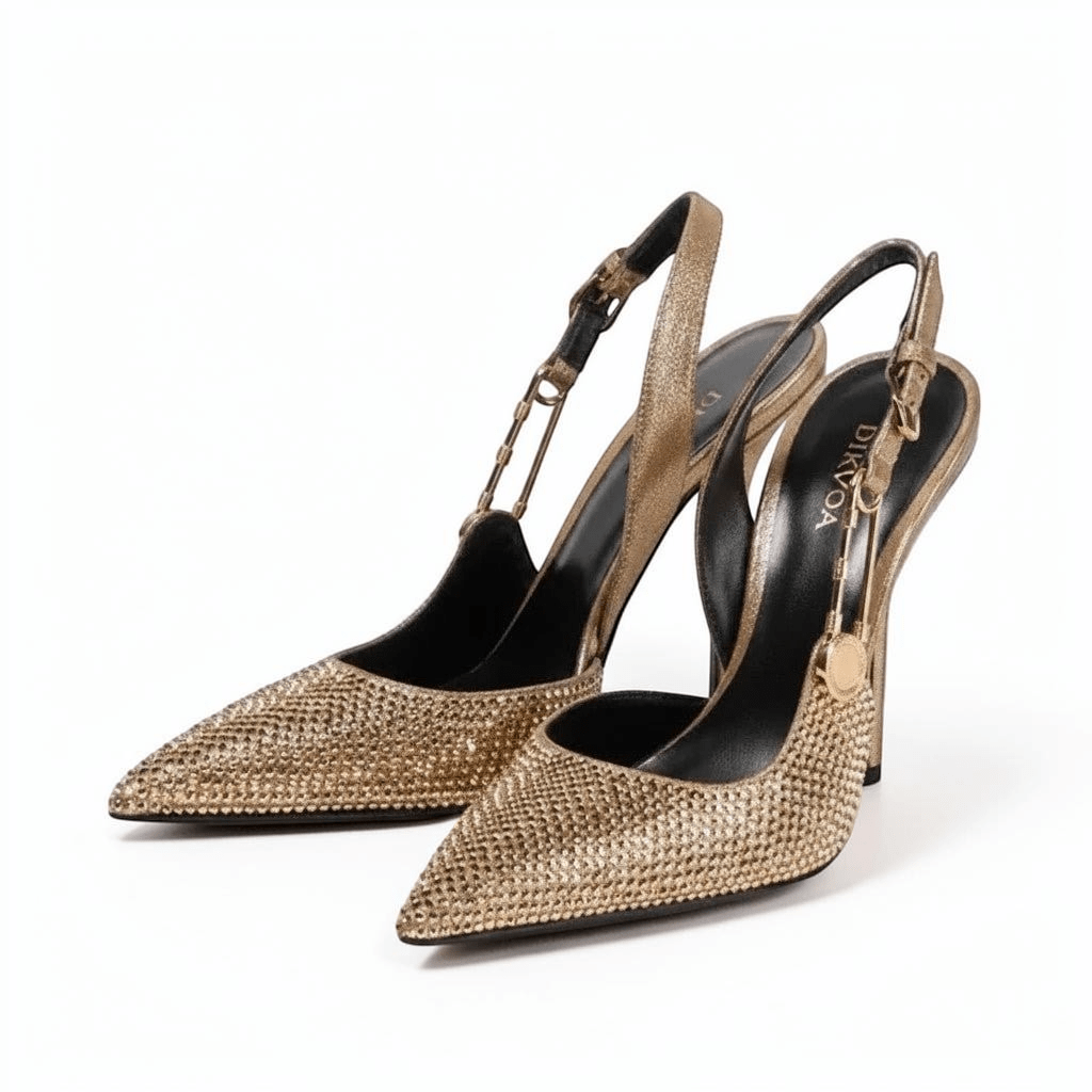 Black heel with ankle strap closed toe - Dikova