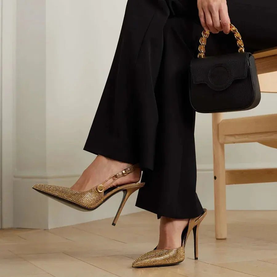 Black heel with ankle strap closed toe - Dikova