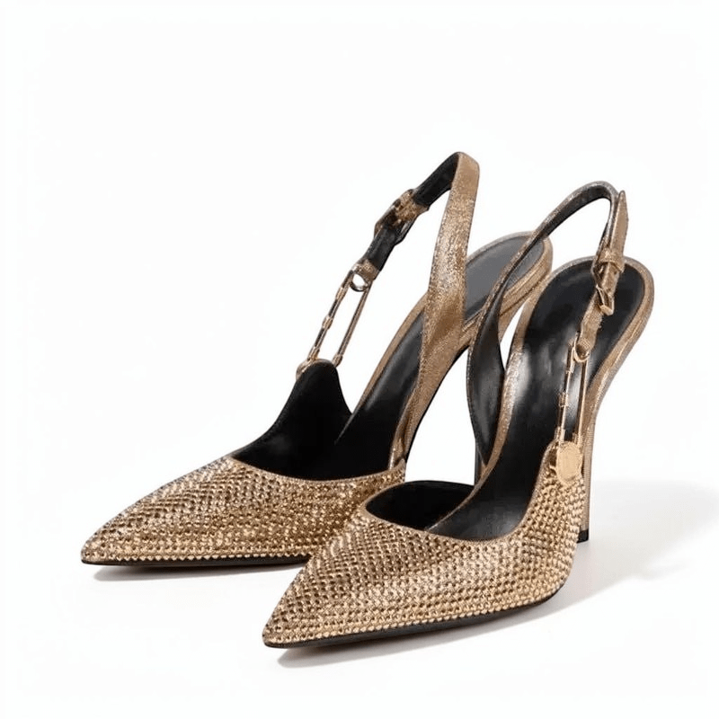 Black heel with ankle strap closed toe - Dikova
