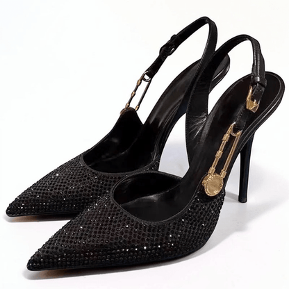Black heel with ankle strap closed toe - Dikova