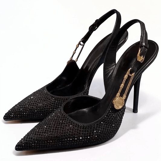 Black heel with ankle strap closed toe - Dikova