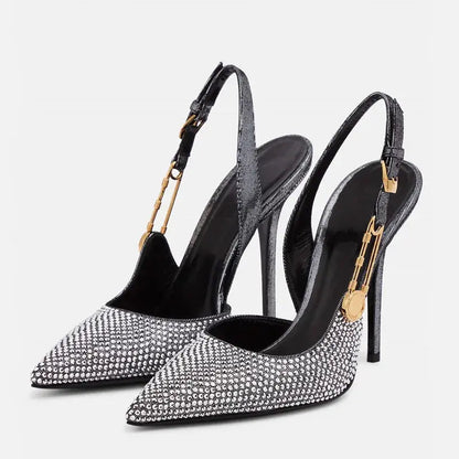 Black heel with ankle strap closed toe - Dikova