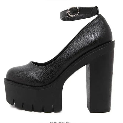 Black heel with thick ankle strap - Dikova