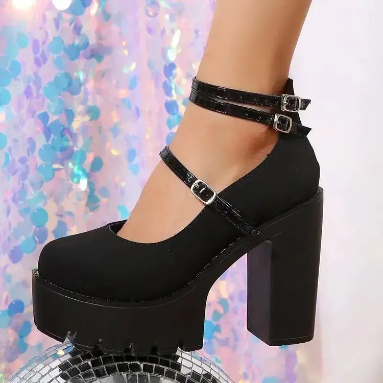 Black heel with thick ankle strap - Dikova
