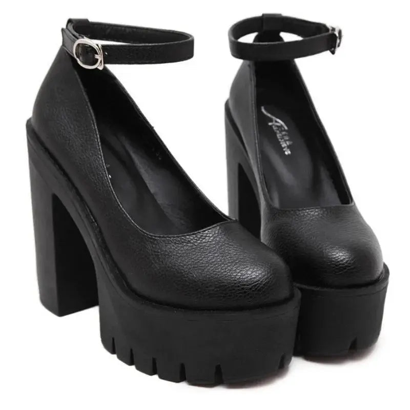Black heel with thick ankle strap - Dikova