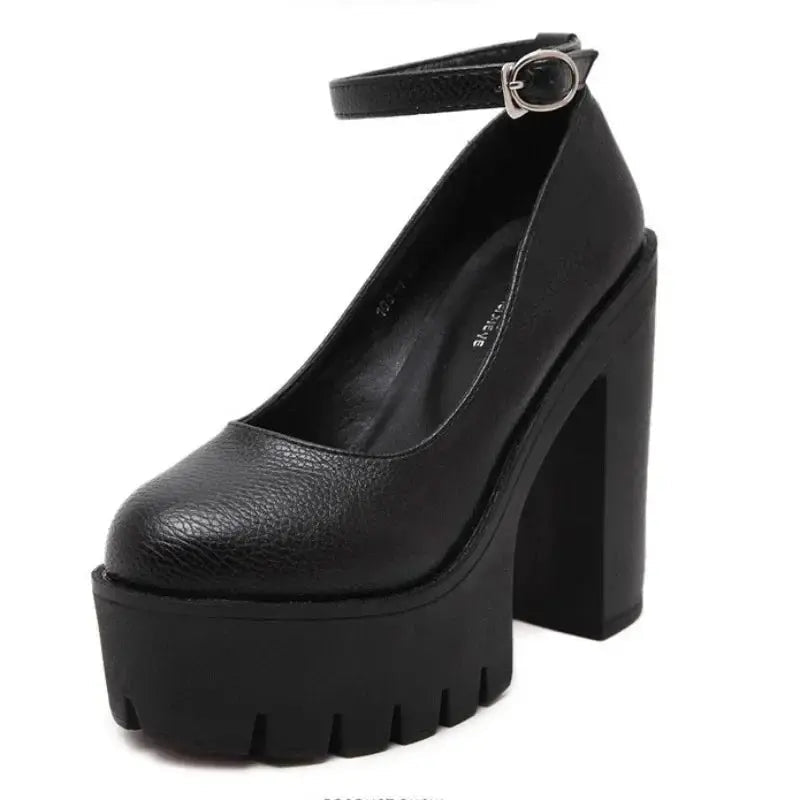 Black heel with thick ankle strap - Dikova