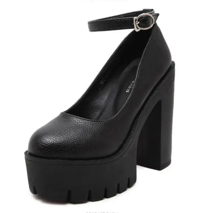 Black heel with thick ankle strap - Dikova