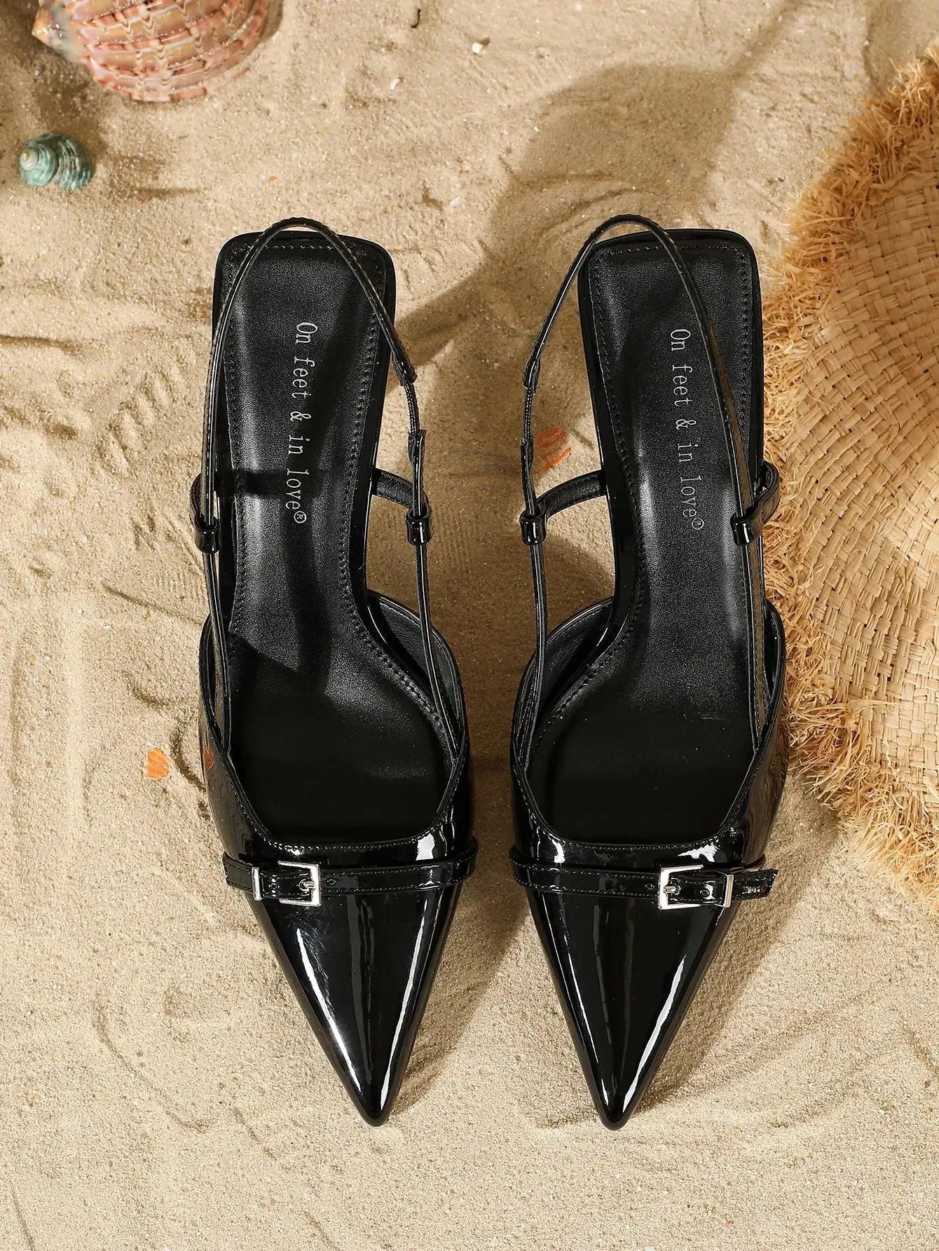 Black kitten heels with ankle strap - Dika Studio