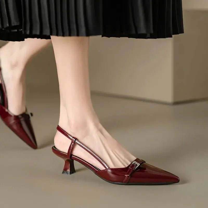 Black kitten heels with ankle strap - Dikova