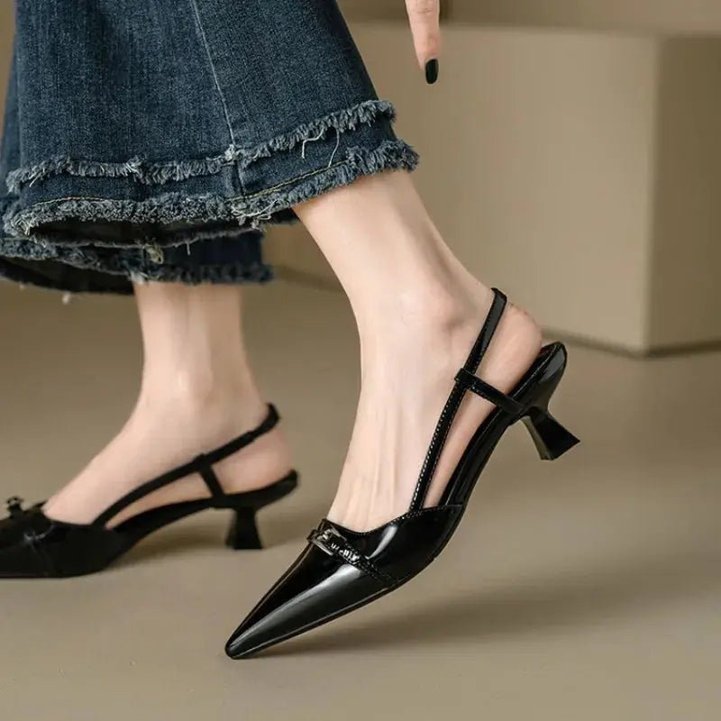 Black kitten heels with ankle strap - Dikova