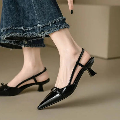 Black kitten heels with ankle strap - Dikova