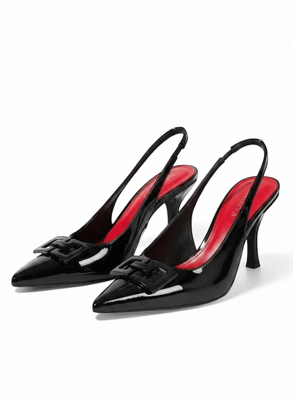 Black kitten heels with ankle strap - Dikova