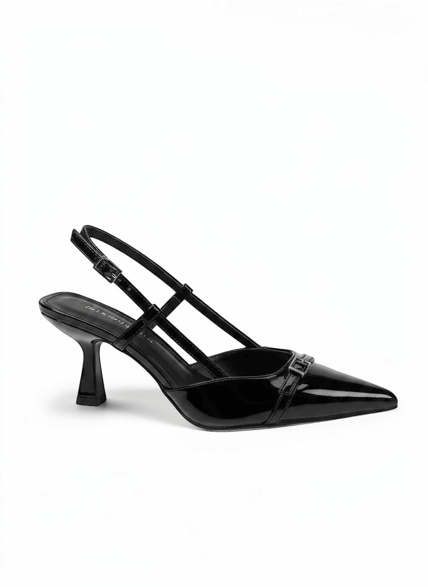 Black kitten heels with ankle strap - Dikova